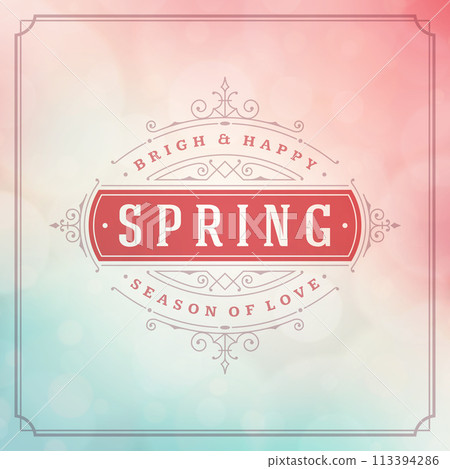 Spring Vector Typographic Greeting Card or Poster Design. 113394286