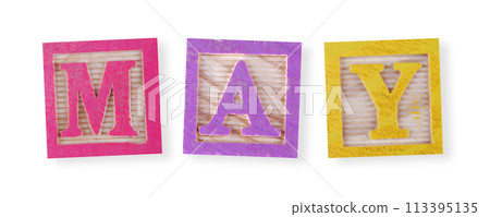 May concept with wood blocks May concept with wood blocks 113395135
