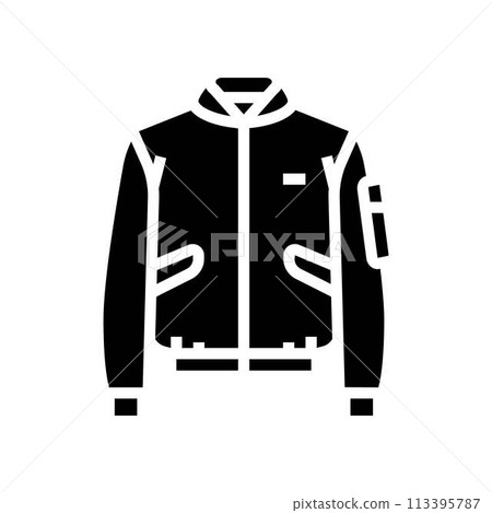 bomber jacket streetwear cloth fashion glyph icon vector illustration bomber jacket streetwear cloth fashion glyph icon vector illustration 113395787