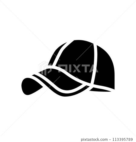 baseball cap streetwear cloth fashion glyph icon vector illustration baseball cap streetwear cloth fashion glyph icon vector illustration 113395789
