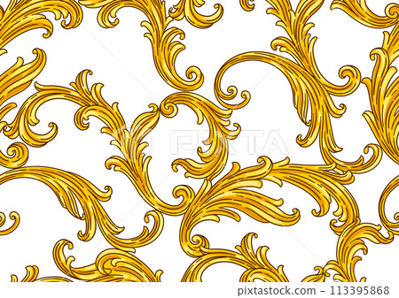 Floral pattern in baroque style. Decorative curling plant. 113395868