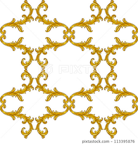 Floral pattern in baroque style. Decorative curling plant. Floral pattern in baroque style. Decorative curling plant. 113395876