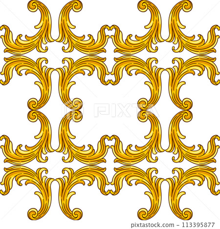 Floral pattern in baroque style. Decorative curling plant. 113395877