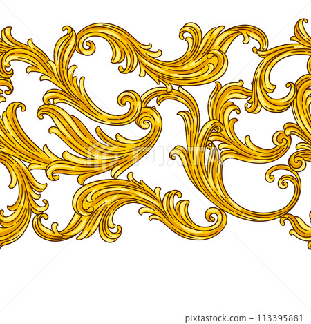 Floral pattern in baroque style. Decorative curling plant. Floral pattern in baroque style. Decorative curling plant. 113395881