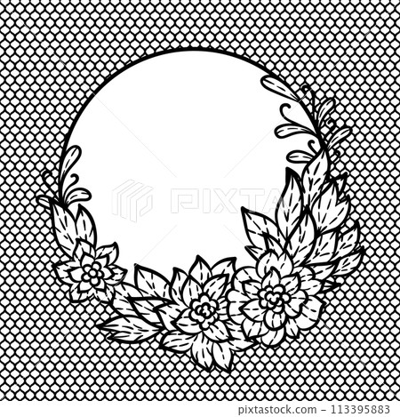 Lace background with flowers. Embroidery handmade decoration. 113395883