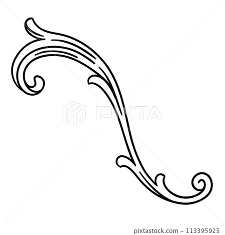 Floral element in baroque style. Decorative curling plant. Floral element in baroque style. Decorative curling plant. 113395925
