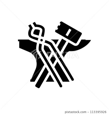 hand forged blacksmith glyph icon vector illustration 113395926