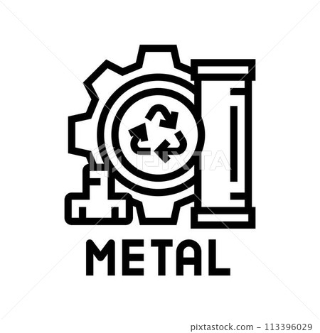 metal recycling waste sorting line icon vector illustration metal recycling waste sorting line icon vector illustration 113396029
