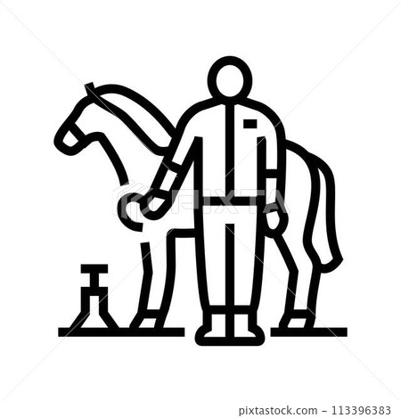 horseshoeing blacksmith line icon vector illustration horseshoeing blacksmith line icon vector illustration 113396383