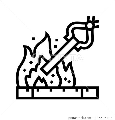 heat treatment blacksmith line icon vector illustration heat treatment blacksmith line icon vector illustration 113396402