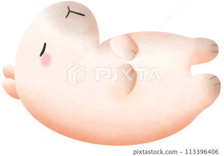 Cartoon capybara sleeping 113396406