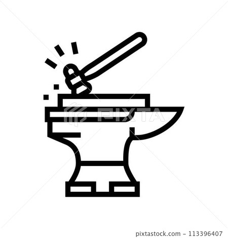 smithing blacksmith line icon vector illustration 113396407