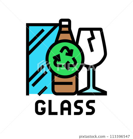 glass recycling waste sorting color icon vector illustration glass recycling waste sorting color icon vector illustration 113396547