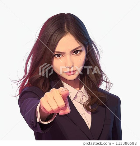 A woman pointing her finger - Stock Illustration [113396598] - PIXTA