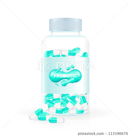 Bacteria Probiotics. Prebiotic, Lactobacillus and Bifidobacterium. Healthy food ingredient. Vector illustration. Bacteria Probiotics. Prebiotic, Lactobacillus and Bifidobacterium. Healthy food ingredient. Vector illustration. 113396678