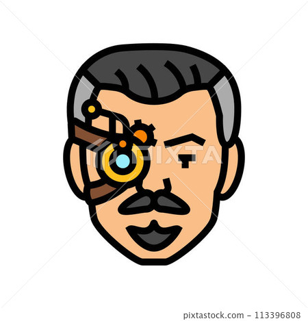 steampunk male vintage avatar color icon vector illustration 113396808