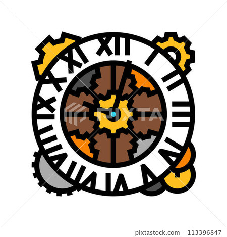 clock steampunk vintage color icon vector illustration 113396847