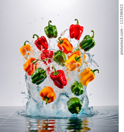 vegetables floating in water vegetables floating in water 113396923