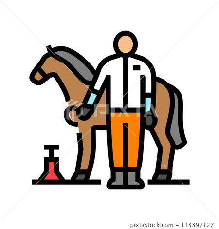 horseshoeing blacksmith color icon vector illustration 113397127