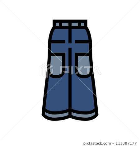 baggy jeans vintage fashion color icon vector illustration baggy jeans vintage fashion color icon vector illustration 113397177