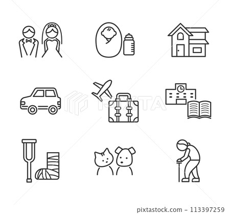 簡單的線條畫插圖生活事件 113397259