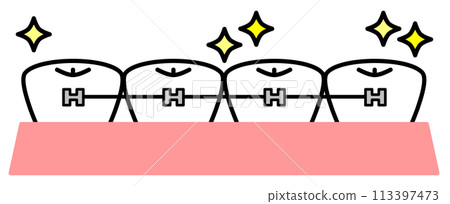 Orthodontic treatment illustration to straighten teeth beautifully Orthodontic treatment illustration to straighten teeth beautifully 113397473