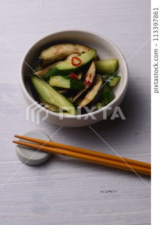 Lightly pickled eggplant and cucumber Lightly pickled eggplant and cucumber 113397861