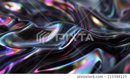 close-up holographic crumpled fabric 113398125