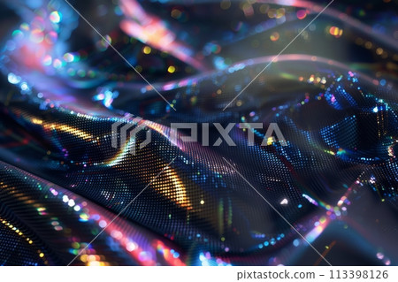 close-up holographic crumpled fabric 113398126