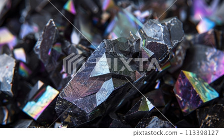 close-up holographic black stones 113398127