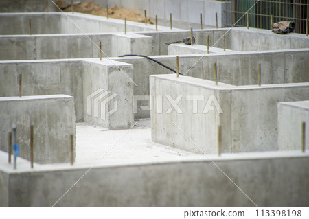 Foundation for a house construction site 113398198