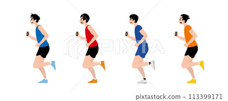 穿著田徑制服跑步的男子插畫集 113399171