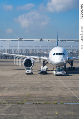 機場飛機羽田機場起飛航空公司引擎煞車早晨明亮控制塔航站樓 113399269