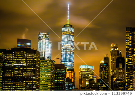 New York Manhattan night view from Brooklyn New York Manhattan night view from Brooklyn 113399749