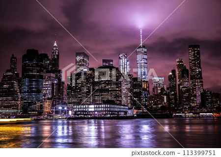 New York Manhattan night view from Brooklyn New York Manhattan night view from Brooklyn 113399751