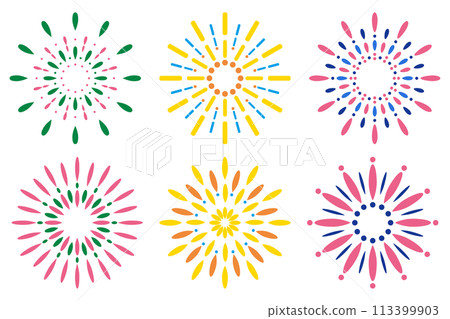 Colorful fireworks icon set 113399903