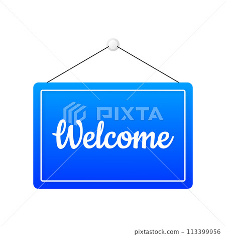Welcome. Roor sign. Welcome to the team. Join our team. Vector illustration. 113399956