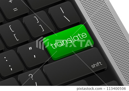 Translate button. Computer Keyboard. Word on pc computer keyboard. Vector illustration. 113400506