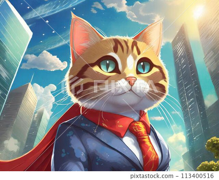 Brave cat superhero 113400516