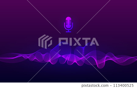 Voice AI Assistant Recognition. Personal Assistant concept. Modern technology. Microphone icon and wave audio spectrum line. Voice AI Assistant Recognition. Personal Assistant concept. Modern technology. Microphone icon and wave audio spectrum line. 113400525