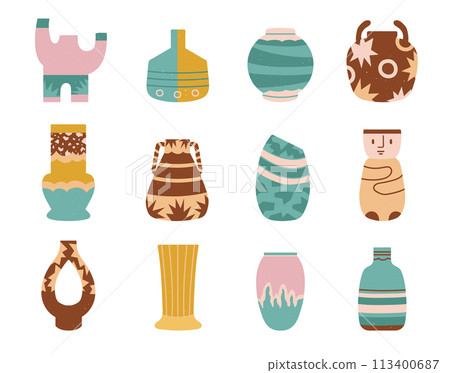 Porcelain ceramic vase collection for interior house 113400687