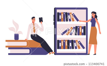 E-learning, online study, webinar, e-library, reading book E-learning, online study, webinar, e-library, reading book 113400741