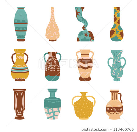 Decorative porcelain interior pottery collection with pattern 113400766