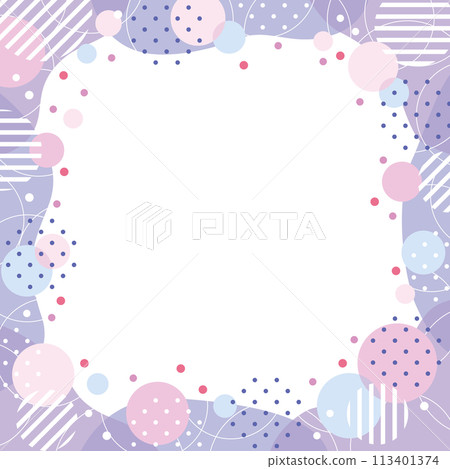 Circle and dot and fluid shape square frame / purple Circle and dot and fluid shape square frame / purple 113401374