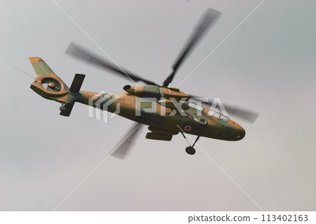 Ground Self-Defense Force reconnaissance helicopter OH-1 in flight 113402163