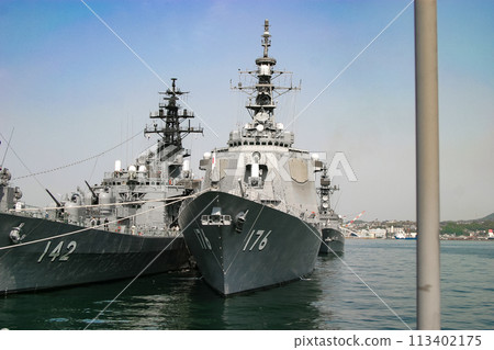 Maritime Self-Defense Force escort ship at anchor Maritime Self-Defense Force escort ship at anchor 113402175