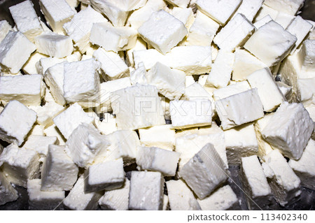 A picture of paneer slices with selective focus A picture of paneer slices with selective focus 113402340