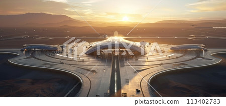 Futuristic spaceport for tourists, dawn light, birdseye view, hyperrealistic render , Prime Lenses Futuristic spaceport for tourists, dawn light, birdseye view, hyperrealistic render , Prime Lenses 113402783