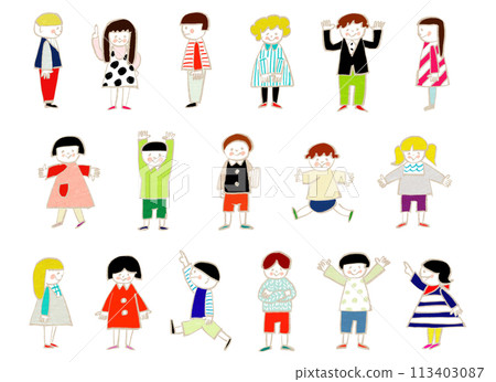 Person set of various poses 113403087