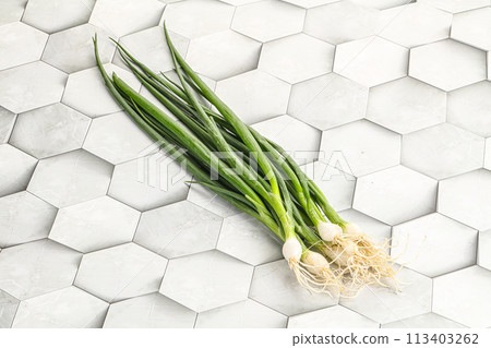 Young aroma fresh green onion 113403262